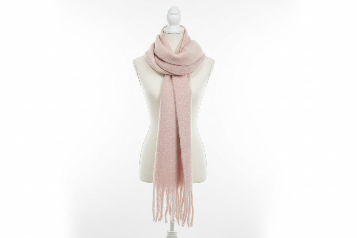 Luxe Fluffy Scarf - Black, Pink & Red | Ultra-Soft Winter Essential
