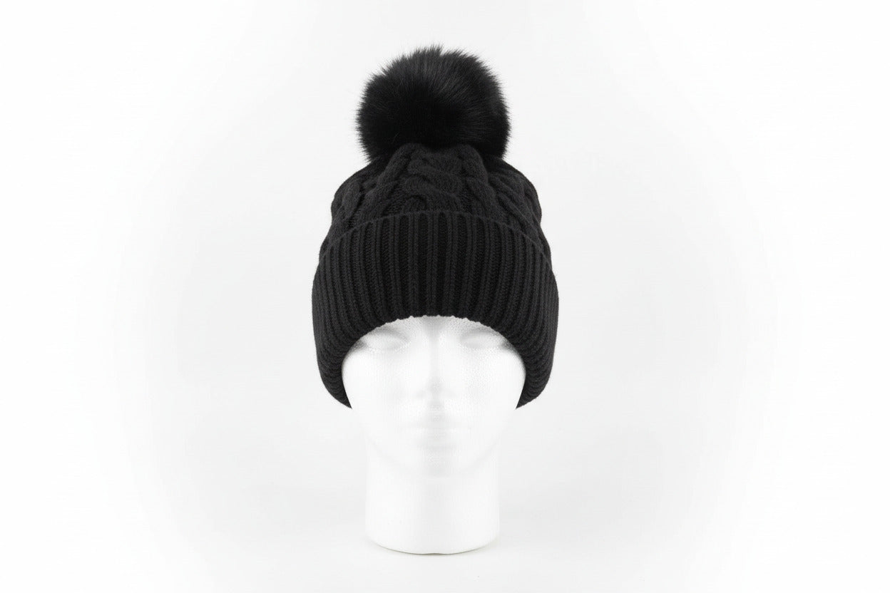 Luxe Knit Beanie Hat - Red, Cream & Black | Cosy Winter Essential