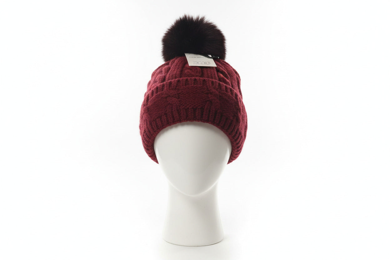 Luxe Knit Beanie Hat - Red, Cream & Black | Cosy Winter Essential