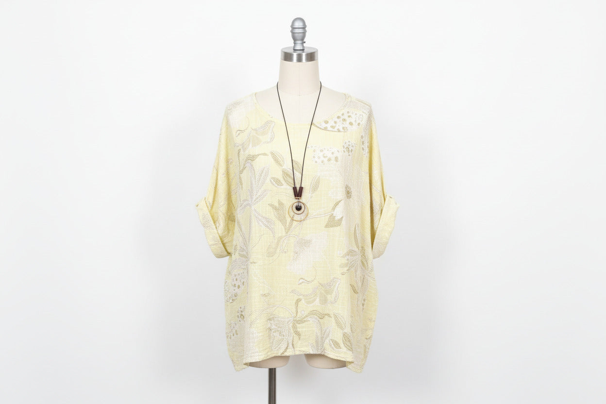 Linen Top with Necklace Detail
