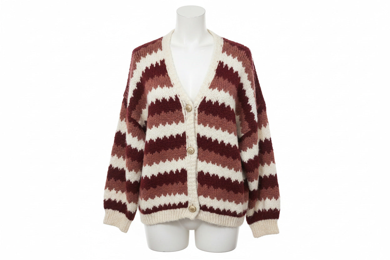 Striped Knit Cardigan - One Size