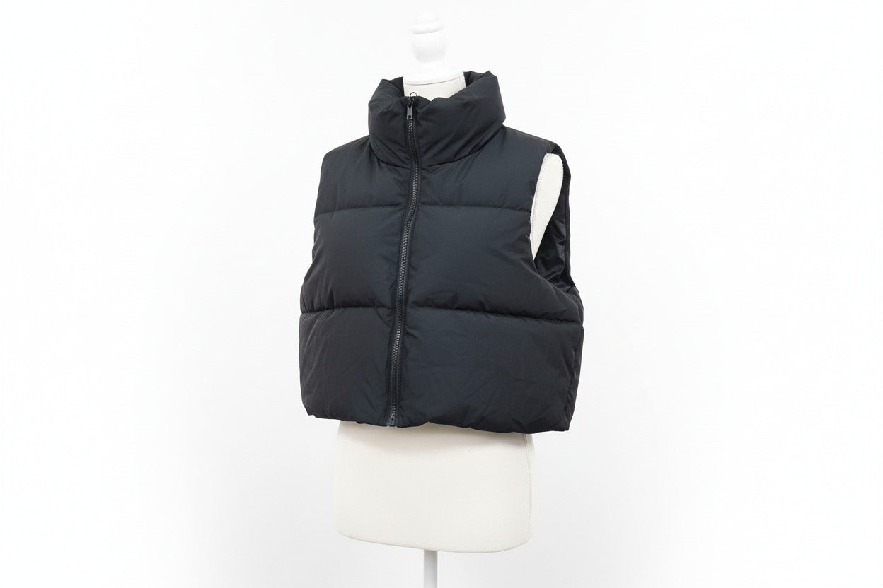 Cropped Quilted Gilet - Cream, Brown & Black | Stylish Body Warmer