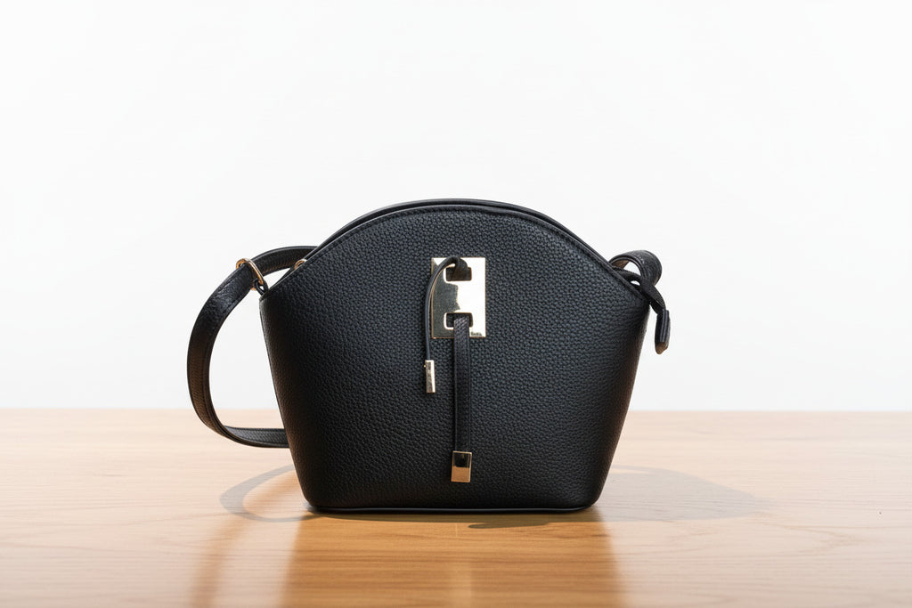 Classic Black & Brown Strap Bag - Timeless Sophistication