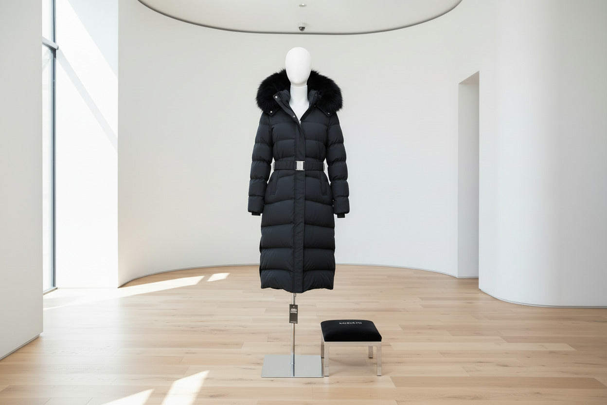 Longline Padded Coat - Black, Size XL